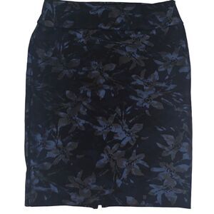 CARMEN MARC VALVO silk like black blue pencil‎ skirt XS